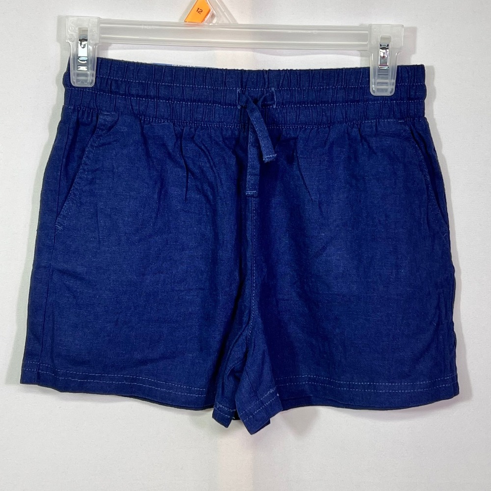 Gap Kids Girls Navy Blue Linen Blend Pull On Shorts Size L 10/12